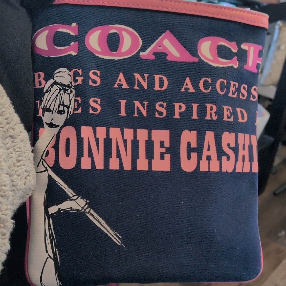 Coach Navy‎ & Pink Graphic Crossbody Bag